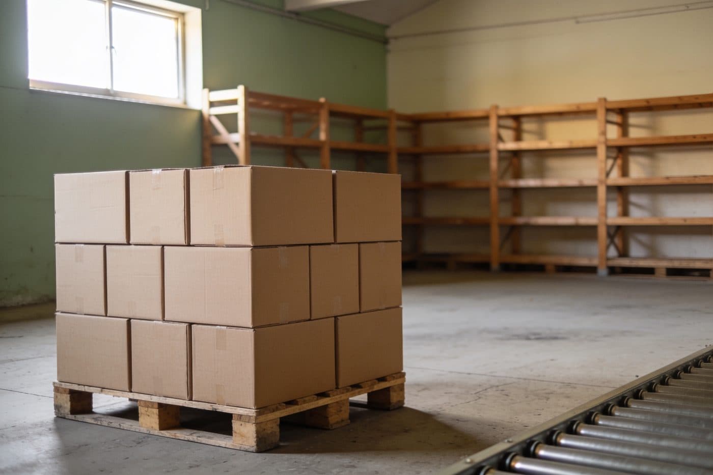 Magazzino, pallet pronto per la spedizione